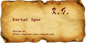 Kertai Igor névjegykártya